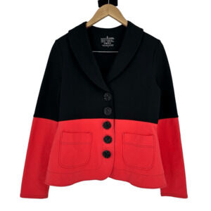 Neon Buddha Womens Jacket Size S Red Black Colorblock Lagenlook Artsy